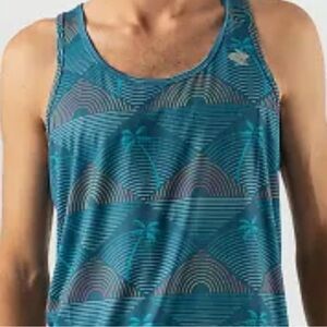 Rabbit Men’s Large Tank Welcome to the Gun Show Stretchy Teal Rainbow Sunset